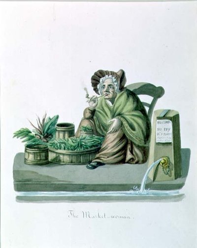 The Market Woman (akvarel na papíře) od Nicolino Calyo