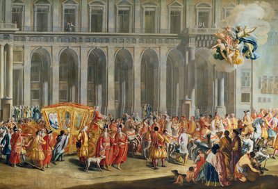 Odchod Aloise Thomase von Harracha, místokrále Neapole (1669-1742) z Palazzo Reale di Capodimonte (podrobnosti viz 68613) od Nicolo Maria Russo or Rossi