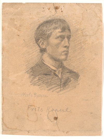 Portrét malíře Fritse Kraula (1862-1935) ve 3/4 profilu od Niels Jakob Jakobsen Bjerre