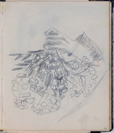 Pravá paže H. C. Andersena. Náčrt pro "Meadow by Nysø" (Odense) od Niels Larsen Stevns
