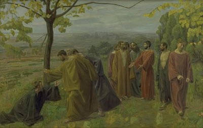 Slepý muž na cestě prosí Ježíše, aby projevil milosrdenství od Niels Larsen Stevns