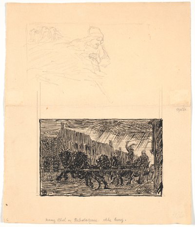 Dva ilustrační návrhy pro Sønderjyske Folkesagn, v. F. Ohrt. F.o. Kde to nejméně čekáte a f.n. Král Ábel a provazobijci od Niels Skovgaard