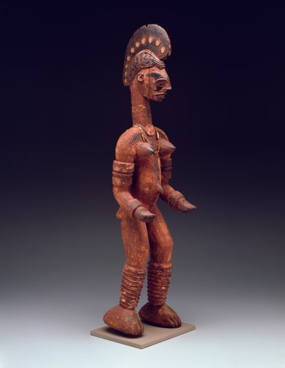 Stojící ženská postava, konec 19. až 20. století (polychromované dřevo s kovem, vlákny a korálky) od Nigerian Nigerian
