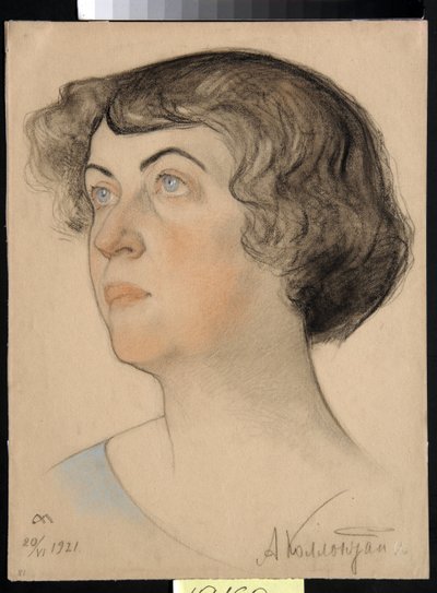 Portrait de Alexandra Mikhailovna Kollontai (1872-1952), femme politique communiste et sovietique russe(Alexandra M. Kollontai) - Dessin de Nikolai Andreevich Andreev (1873-1932) sanguine et craies sur papier (32,2x24,3 cm)   1408630   cs       czech Succe od Nikolai Andreevich Andreev