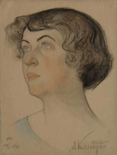 Portrét Alexandry Mikhailovny Kollontai 1872-1952, 1921 od Nikolai Andreevich Andreev