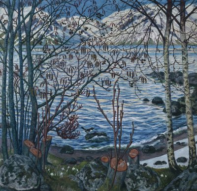 Pták na skále (obraz) od Nikolai Astrup