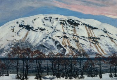 Studené dubnové ráno s lavinou, Sněžná hora od Nikolai Astrup