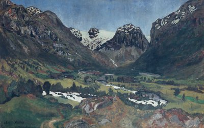 Červnová noc v horské vesnici od Nikolai Astrup