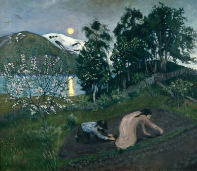 Jarní noc v zahradě od Nikolai Astrup