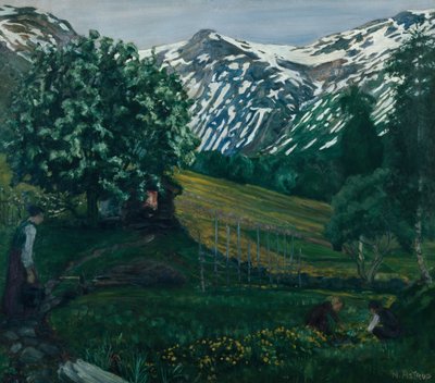 Jarní noc smieheggen, kolem roku 1918 od Nikolai Astrup