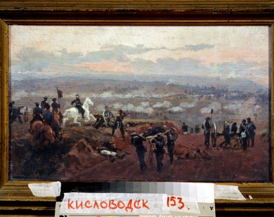 Útok na zelené kopce - epizoda z krymské války (1853-1856) - obraz Nikolaje Dmitrieviče Dmitrieva Orenbourgského (Dmitriev-Orenbourgsky nebo Dmitriev Orenburgsky nebo Dmitriev-Orenburgsky) (1837-1898), olej na dřevě od Nikolai Dmitrievich Dmitriev Orenburgsky