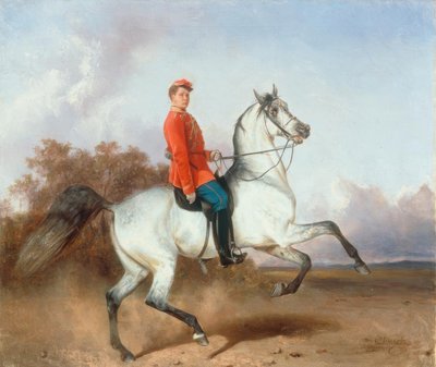 Jezdecký portrét husara od Nikolai Jegorowitsch Swertschkow