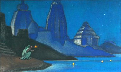 Plamen štěstí svítí na Ganze, 1947 od Nikolai Konstantinowitsch Roerich