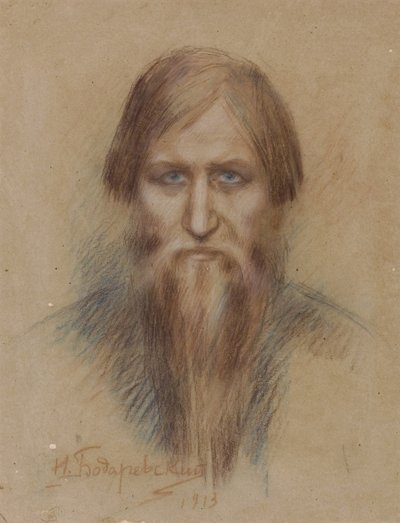 Portrét ruského mystika Grigorije Rasputina 1869-1916, 1913 od Nikolai Kornilovich Bodarevsky