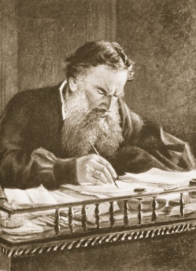 Leo Tolstoy (sépiová fotografie) od Nikolai Nikolaevich Ge
