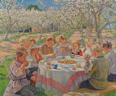 Čaj V Jablečném Sadu. od Nikolai Petrovich Bogdanov Belsky