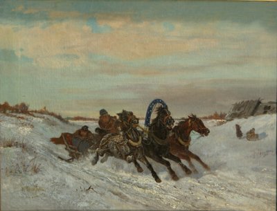 Trojka na zimní cestě, konec 60. let 19. století – začátek 70. let 19. století od Nikolai Yegorovich Sverchkov