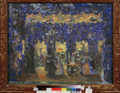 Pavilon v zahradách paláce. Dílo Nikolaje Nikolajeviče Sapunova (Sapunov) (1880-1912), tempera na kartonu od Nikolaj Nikolaevic Sapunov