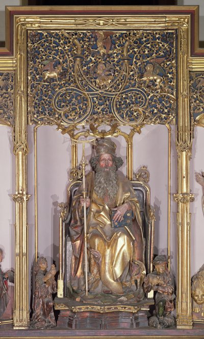 Isenheimský oltář, Saint Anthony the Hermit, c.1490 (zlatá barva na dřevě) od Nikolaus Hagenauer