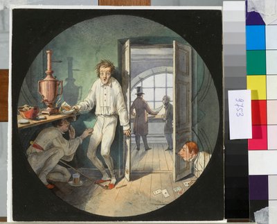 Carlo Rossi, Alexander Rezanov a Lakhtin se skrývají před Constantinem Thonem (Ton) - Umělecké dílo Nicolase Benoise (1813-1898) od Nikolay Benois