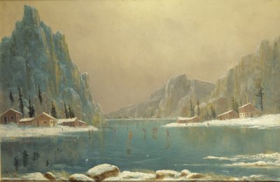 Bruslaři na jezeře, 19. století od Nils Hans Christiansen