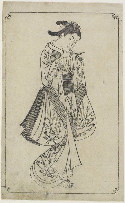 (Courtesan Holding a Battledore), 1739 od Nishikawa Sukenobu