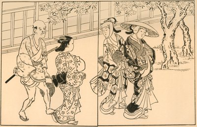 Tři ženy a mužský sluha, 1730, 1924. od Nishikawa Sukenobu