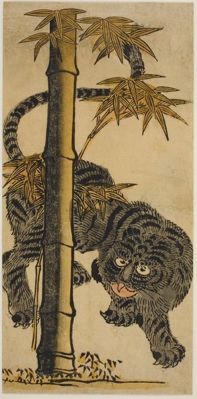 Bambus a tygr od Nishimura Shigenaga