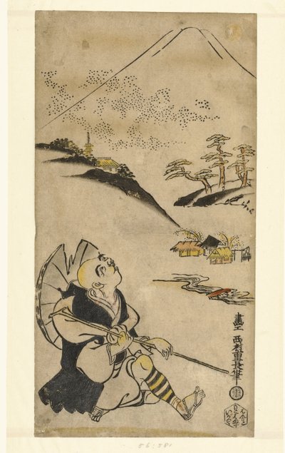 Básník-kněz Saigyo Hoshi vzhlíží k hoře Fudži od Nishimura Shigenaga