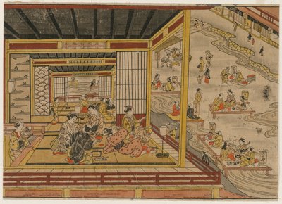 Čajovna U řeky Kamo v Kjótu, 40. léta 18. století. od Nishimura Shigenaga