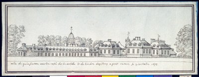 Kensingtonský palác, 7. října 1693 (pero a inkoust s mytím na papíře) od Noel Gasselin