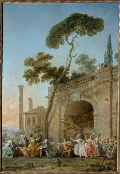 Colin-aillard (Hra Colina Maillarda). Obraz od Christmas Halle (1711-1781), cca 1770-1780. Olej na plátně. Amiens, Musee De Picardie od Noel Halle