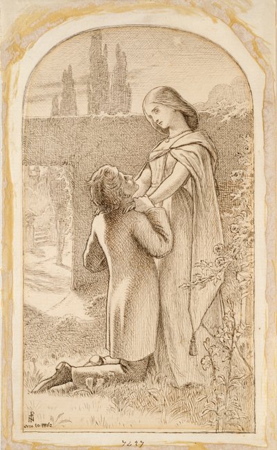 Dva milenci v zahradě osvětlené hvězdami, 1862 od Noel Paton