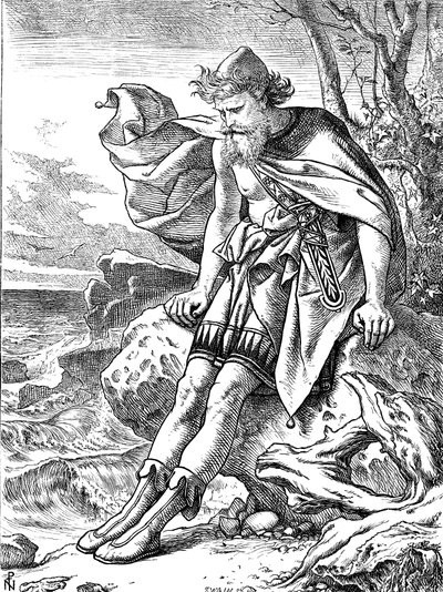 Odysseus na Ogygii, 1864 od Noel Paton