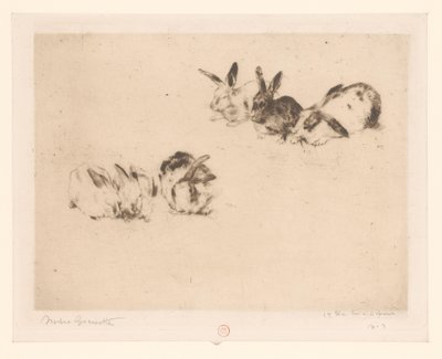 Šest králíků od Norbert Goeneutte (signed by artist)