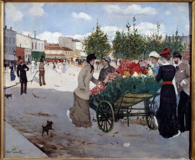 Květinářství na Boulevard Rochechouart v Paříži (Marche de la Madeleine). Obraz Norbert Goeneutte (1854-1894) od Norbert Goeneutte