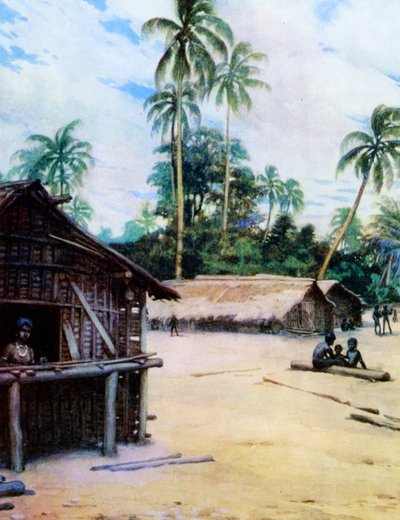 Vesnice na Šalamounových ostrovech, 1908 od Norman Hardy