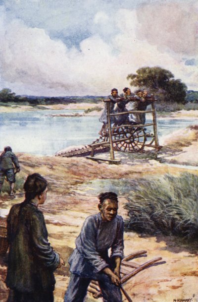 Čína: vodní kolo (barevné litho) od Norman Hardy