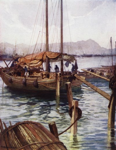 Čína: hongkongský přístav (barevné lito) od Norman Hardy