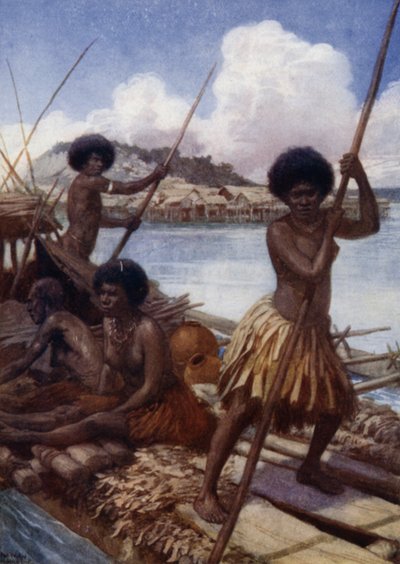 Off to Market, Britská Nová Guinea (barevné lito) od Norman Hardy