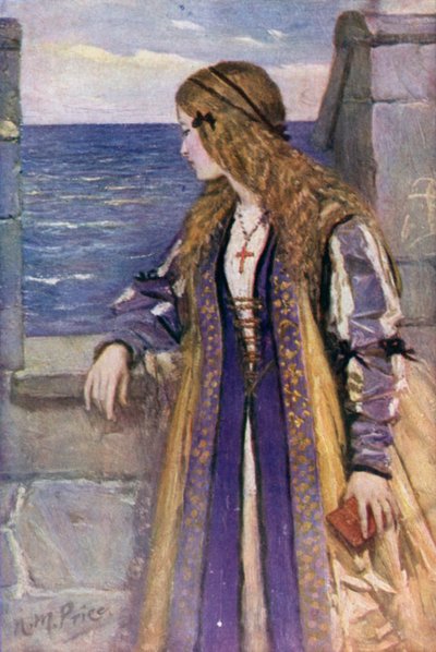 Clare na cimbuří Tantallonu (barva litho) od Norman Mills (after) Price