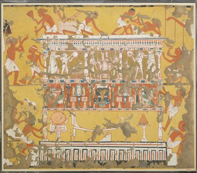 Stavba katafalku, hrobka Ipuy, c. 1279-1213 př.nl (tempera na papíře) od Norman de Garis Davies