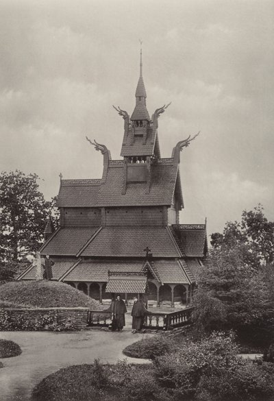 Fantoft, Stave-Church, Bergen (černobílá fotografie) od Norwegian Photographer