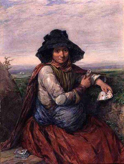 The Fortune Teller (akvarel na papíře) od Octavius Oakley