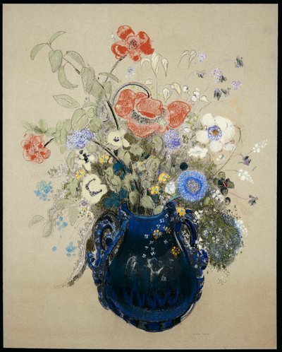 Váza s modrými květinami, kolem 1905-08 od Odilon Redon