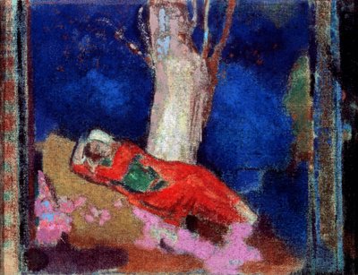 Žena ležící pod stromem, 19. nebo začátek 20. století. od Odilon Redon