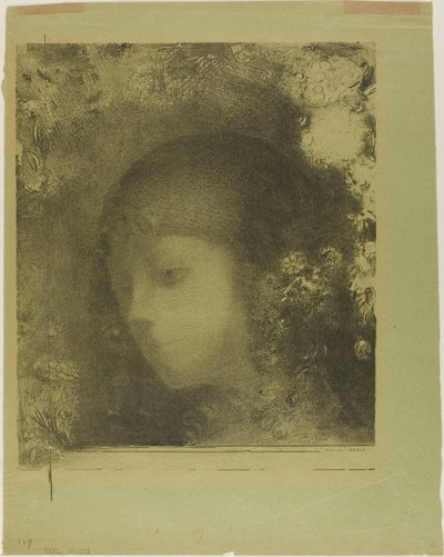 Dětská hlava s květinami od Odilon Redon