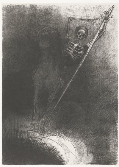 De Dood te paard ...a ten, kdo na něj vylezl, se jmenoval Smrt (titul na předmětu) Apocalypse of Saint John (název série) Openbaring van Johannes (název série) od Odilon Redon