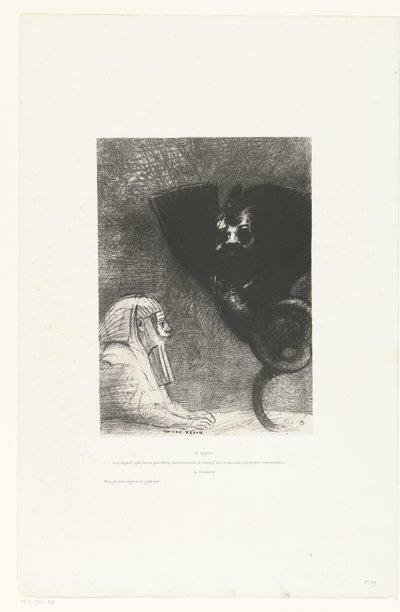 Od sfinx po de chimaera Sfinga: ...můj pohled, který nic nemůže odchýlit, zůstává napjatý věcmi na nepřístupném horizontu, Chimera: Já, jsem lehký a radostný! Temptation of Saint Anthony (2) (název série) Verzoeking van de heilig od Odilon Redon
