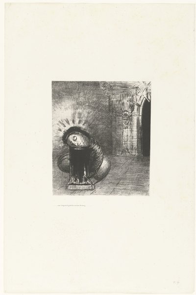 Dlouhé prasknutí barvy krve ...une longue chrysalide couleur de sang... Tentation de Saint-Antoine (2) (název série) Pokušení svatého Antonína (název série) od Odilon Redon